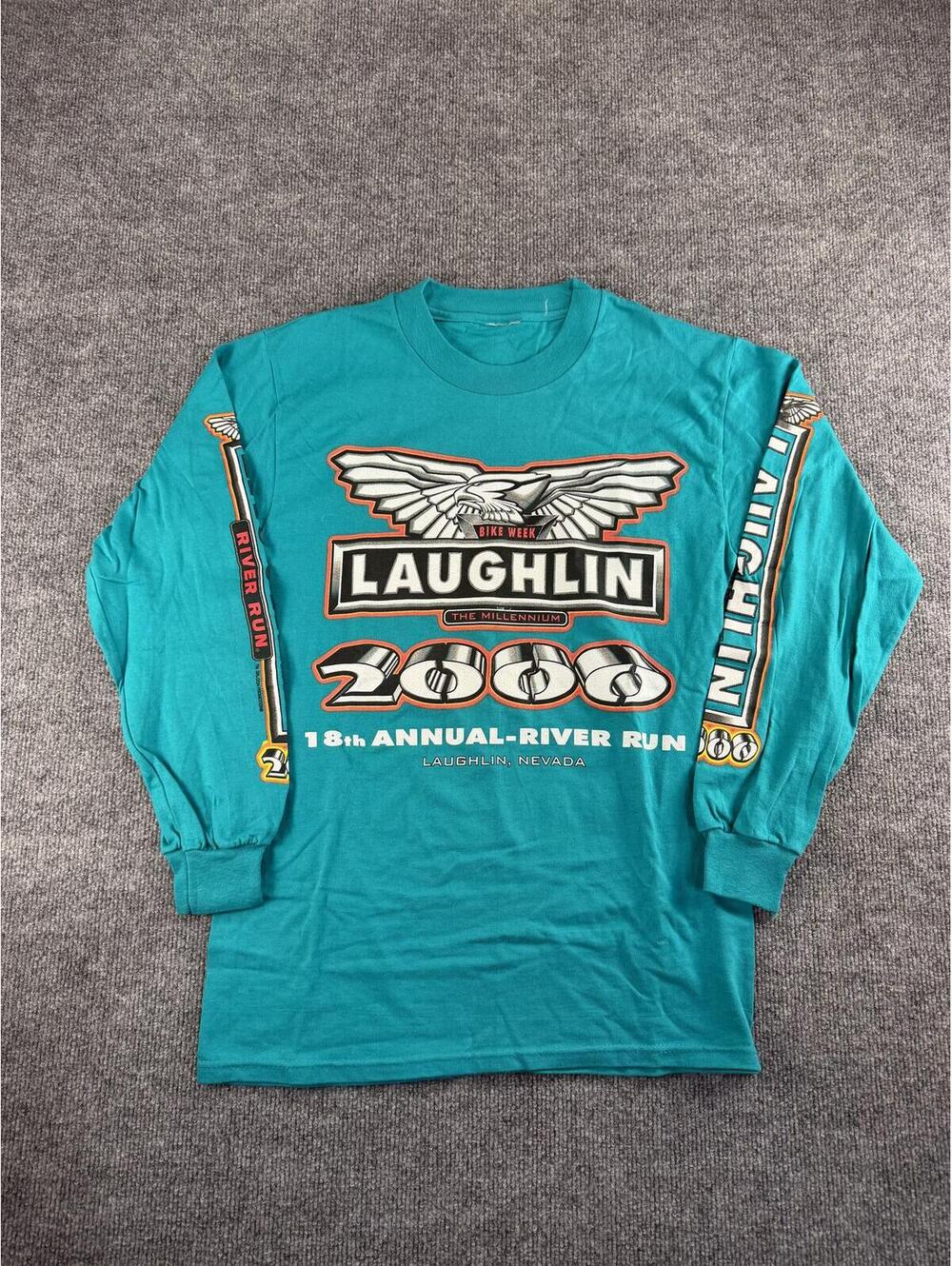 VTG Laughlin 2000 Bike Week 18th Annual River Run Long Sleeve T-Shirt‎ Bikercore